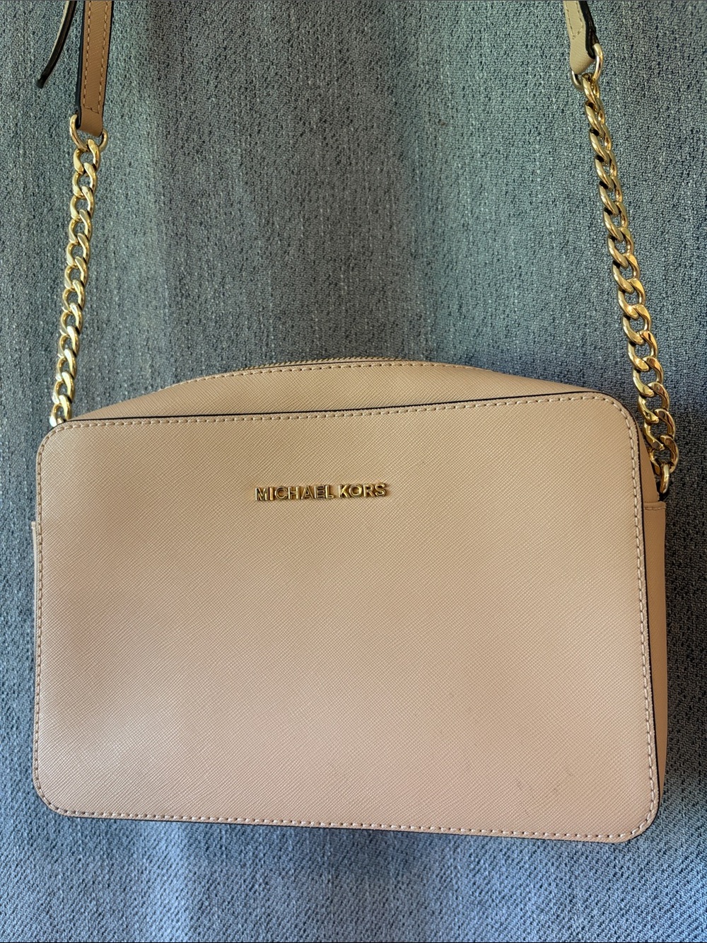 Michael Kors Saffiano Crossbody with Gold Chain